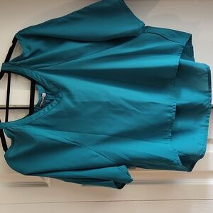 Teal Blouse with Shoulder Cut Outs